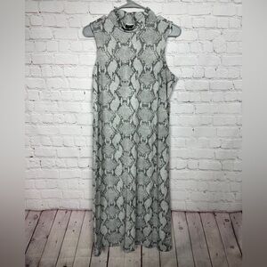 NWT BANANA REPUBLIC Snakeskin PRINT midi length sleeveless mock neck dress, sz M